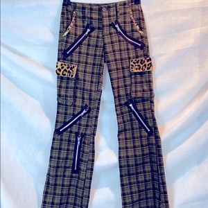 COPY - Plaid leopard patchwork punk bondage pants
